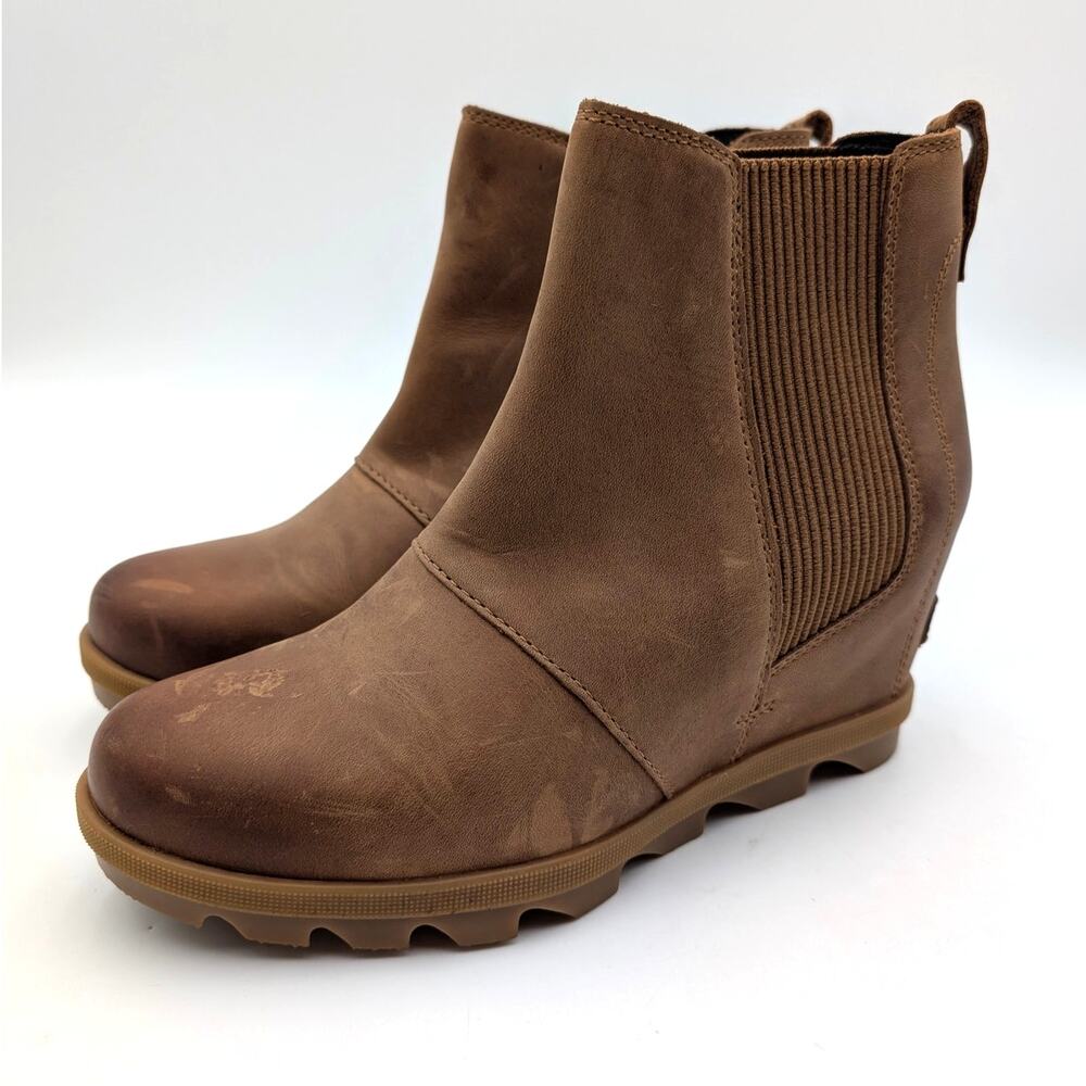 Sorel Joan Rhapsody Chelsea Wedge Boots Women's Velvet Tan Size US8 EU39